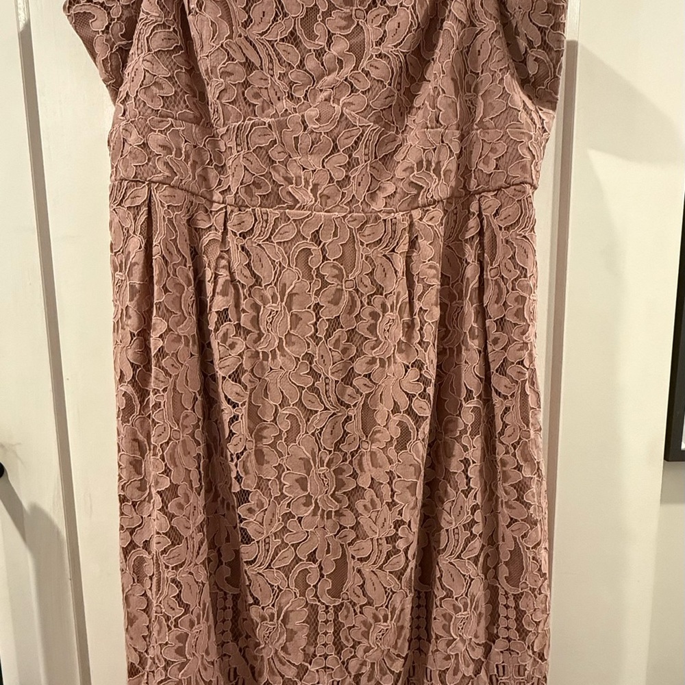 City Chic Strapless Lace Dress in Blush